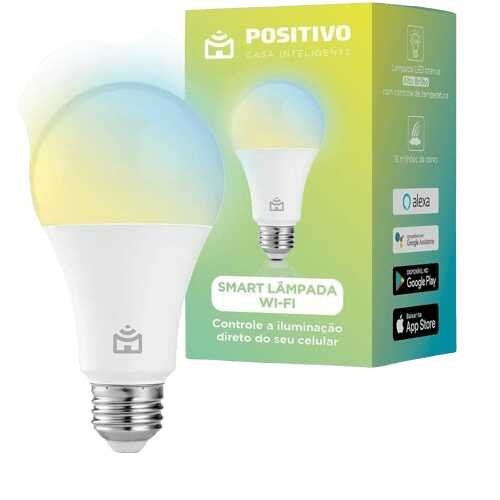 Smart Lampada Wi Fi Positivo Casa Inteligente Iluminacao Branca Quente e Fria e RGB Ate 16 Milhoes de Cores 9W 806 Lumens LED Bivolt Compativel com Alexa e Google Assistente