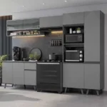 armário modular cinza para cozinha