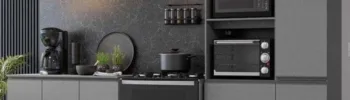 armário modular cinza para cozinha